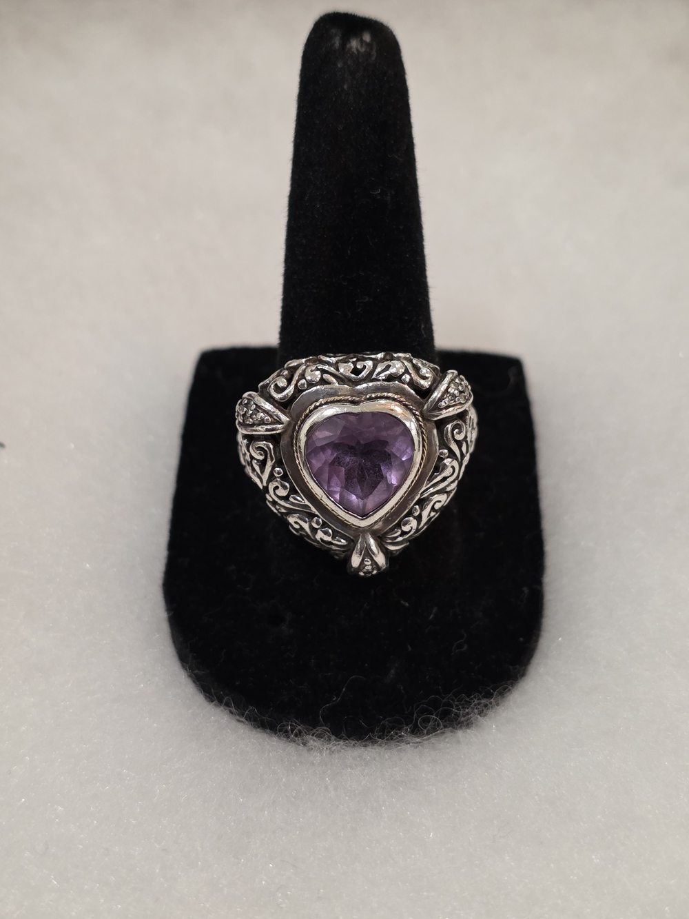 Effy Heart-Shaped Purple Gemstone Sterling Silver/18K Gold Tone Ring